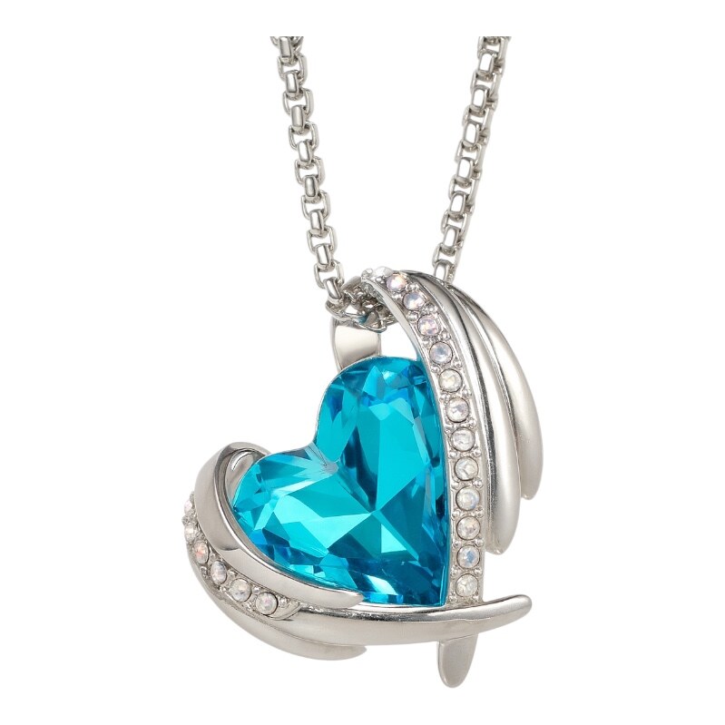 Glory Krištáľový náhrdelník Silver Angel tyrkysový 67069749