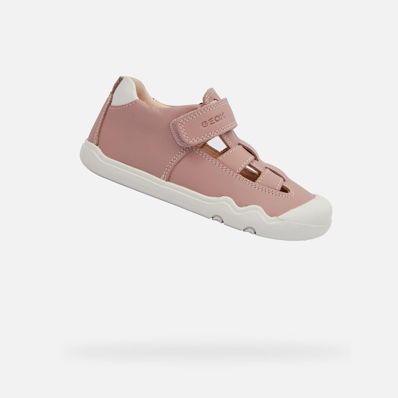 Old Pink Girls Barefoot Sneakers with Open Instep Geox Steppieu - 65410482