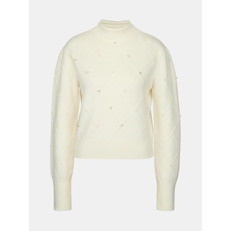 Krémový dámsky sveter s aplikáciou ORSAY 67071416