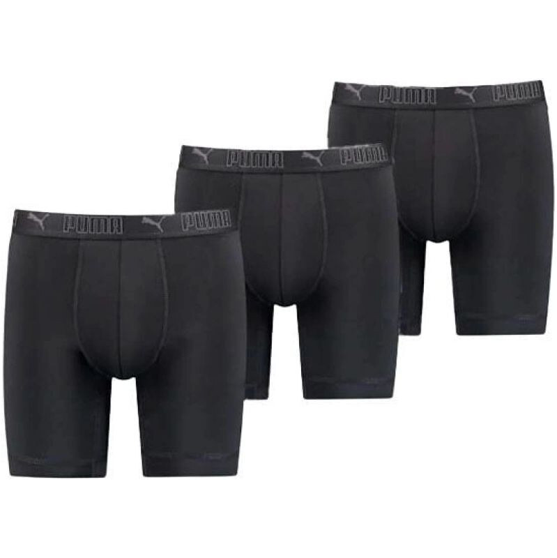 Puma Pánske dlhé 3-pakové čierne pohodlné boxerky 67262407