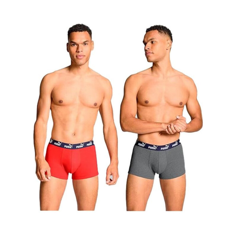 Puma Pánske boxerky 2-pack Červená šedá pohodlná bavlna 67262402