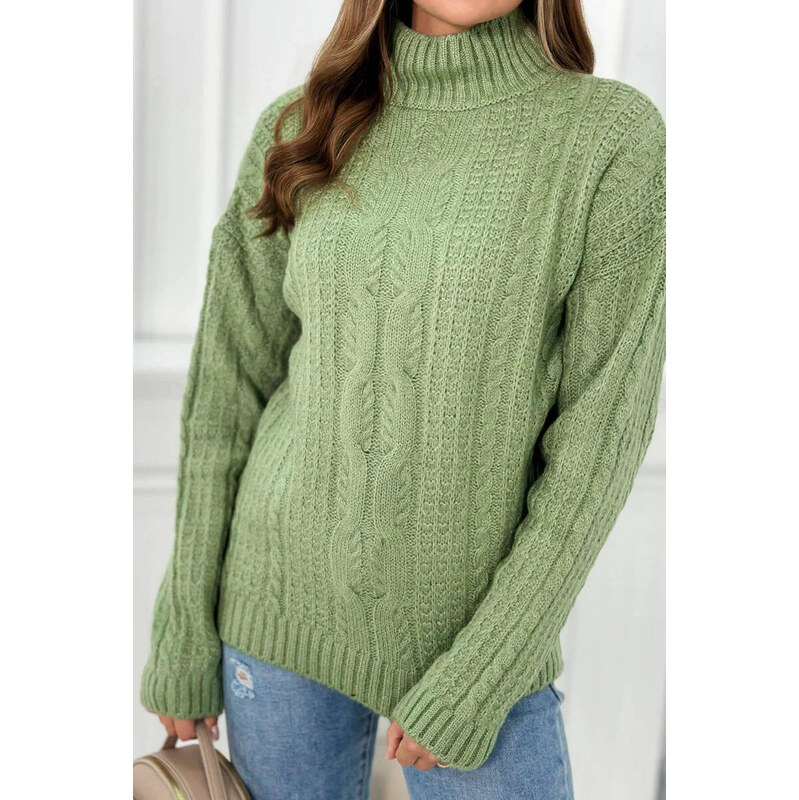 Sveter s rolákom S24-9 dark mint - Kesi 67262920