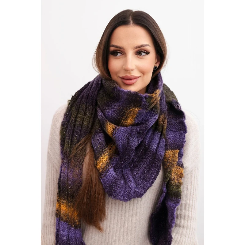 Kesi Dámsky pletený šál z vlnenej zmesi KN20 fialový 67076033