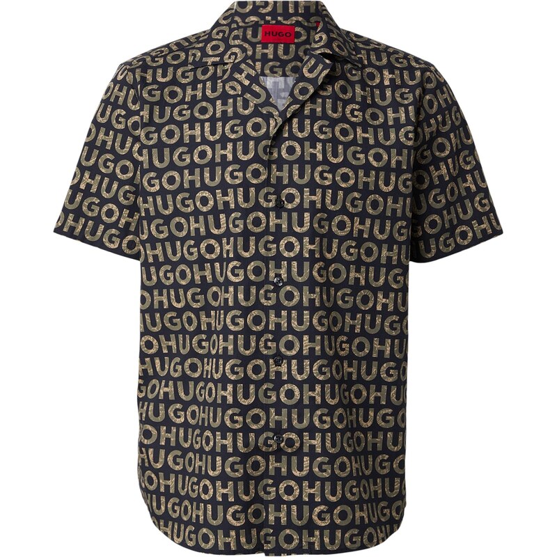 HUGO Košeľa Ellino piesková / kaki / čierna 67078237