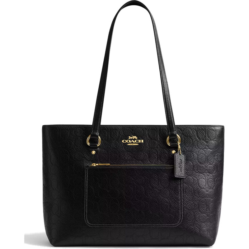 COACH Kabelka Station Tote Bag In Signature Pebbled Leather Gold Black 67078450