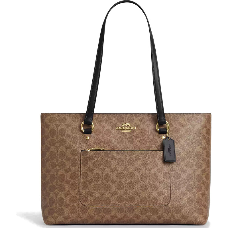 COACH Kabelka Station Tote Bag In Signature Canvas Gold Tan Black 67078448