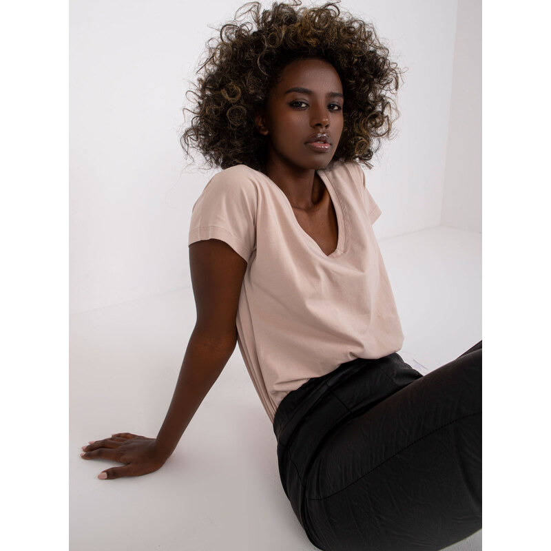 BASIC Svetlo hnedé dámske tričko RV-TS-4832.01P-coffe 19090201