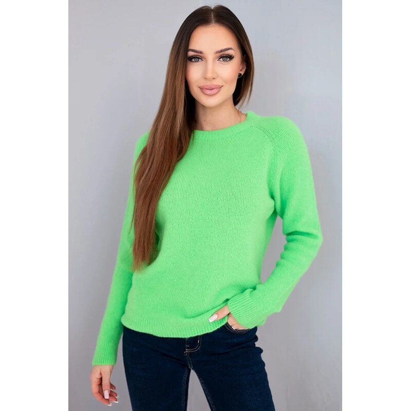 K-Fashion Dámsky detský sveter z alpaky s dlhými rukávmi neónovo 67263026