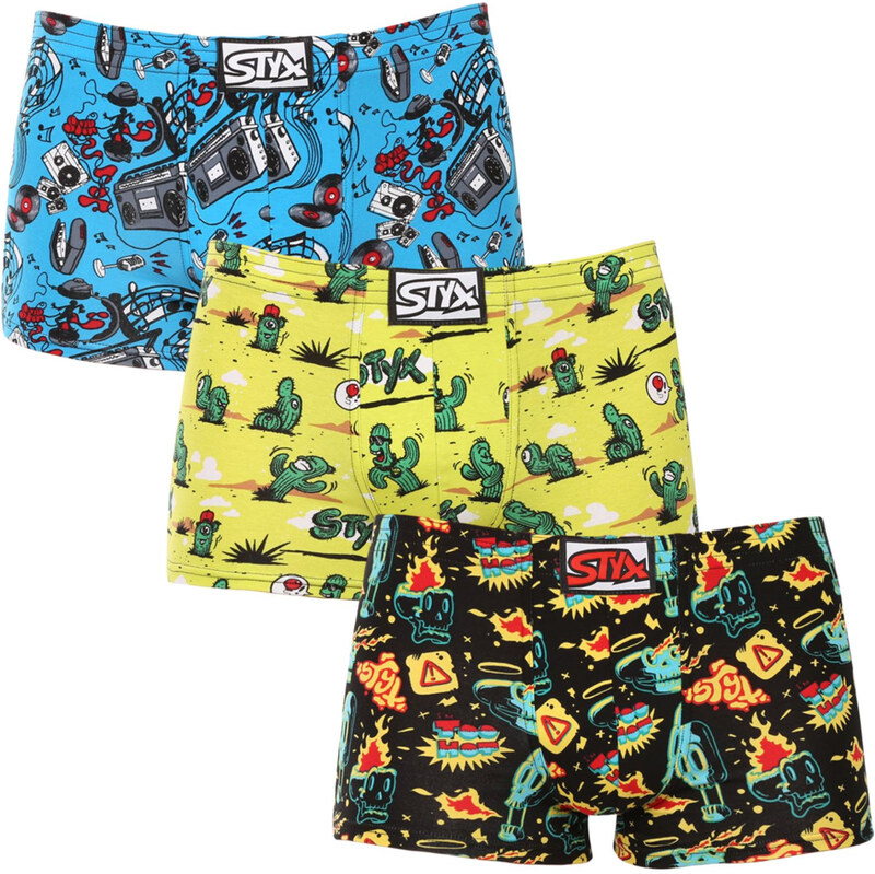 3PACK pánske boxerky Styx art klasická guma viacfarebné (3Q13188) 67080614