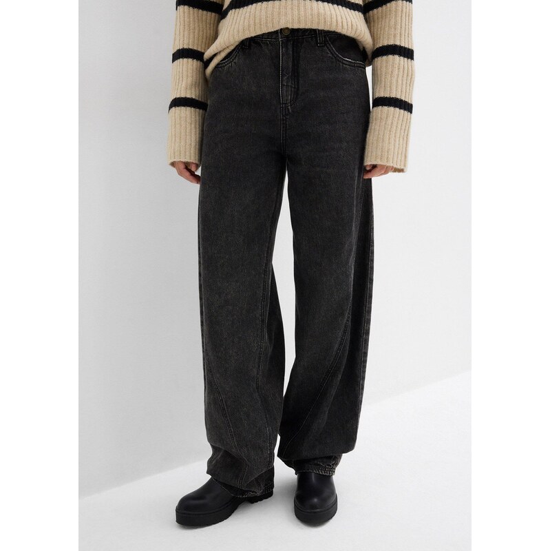 bonprix Balónové džínsy, stredná výška pásu, farba čierna 67085315