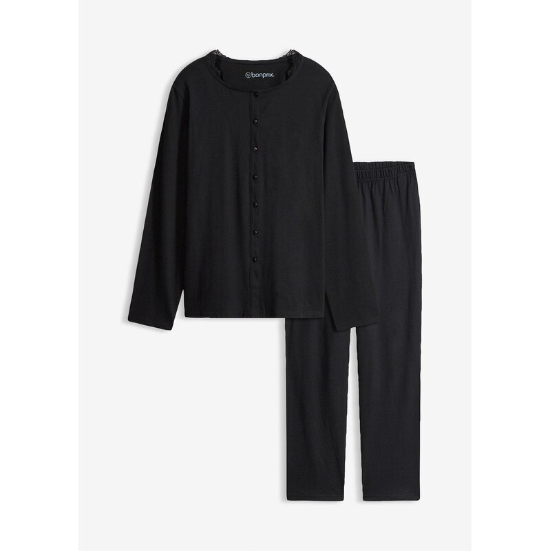 bonprix Pyžamo z mäkkej bavlny, farba čierna 67085322