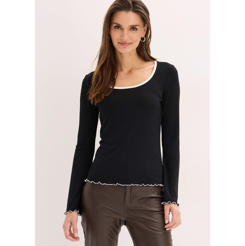 bonprix Tričko, vrúbkované, farba čierna 67085345