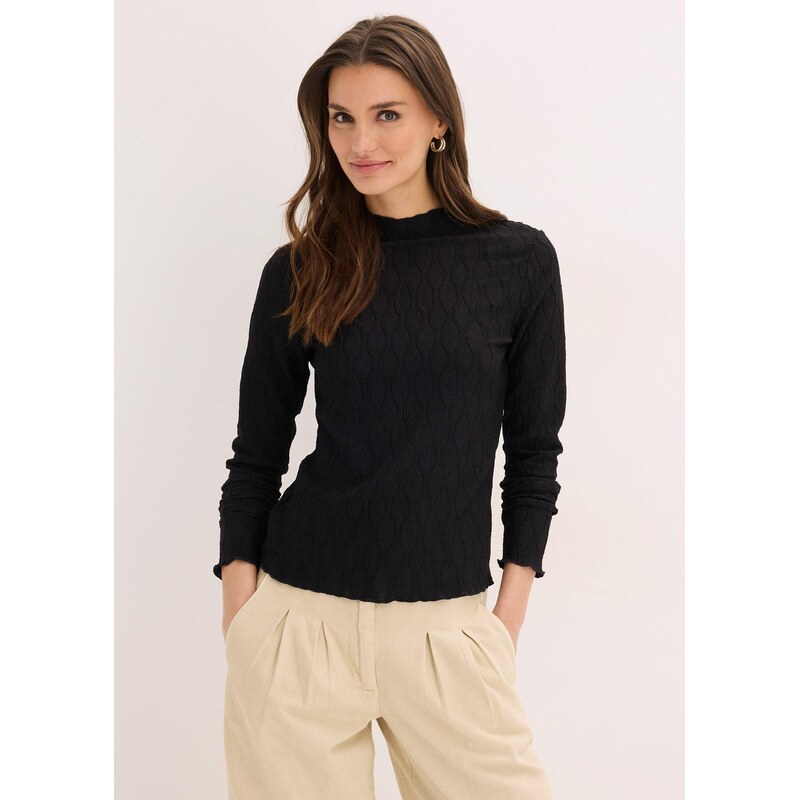 bonprix Tričko s dlhým rukávom, farba čierna 67146718