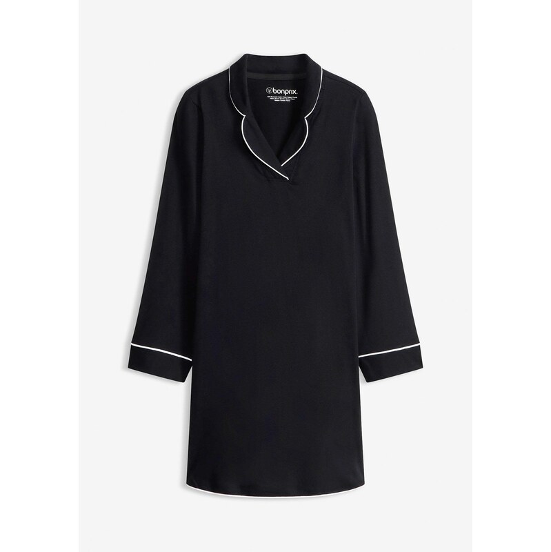 bonprix Nočná košeľa z mäkkej bavlny, farba čierna 67085354