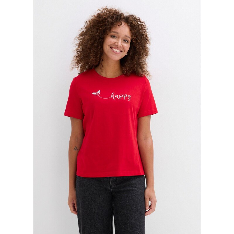 bonprix Tričko z čistej bavlny, farba červená 67085370