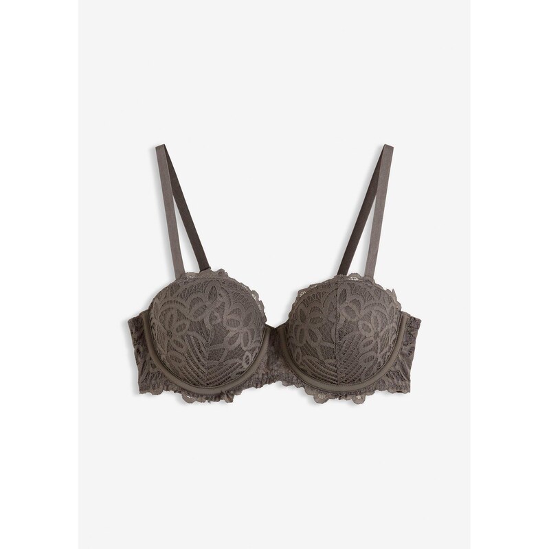 bonprix Bardotka podprsenka z čipky, farba šedá 67085394