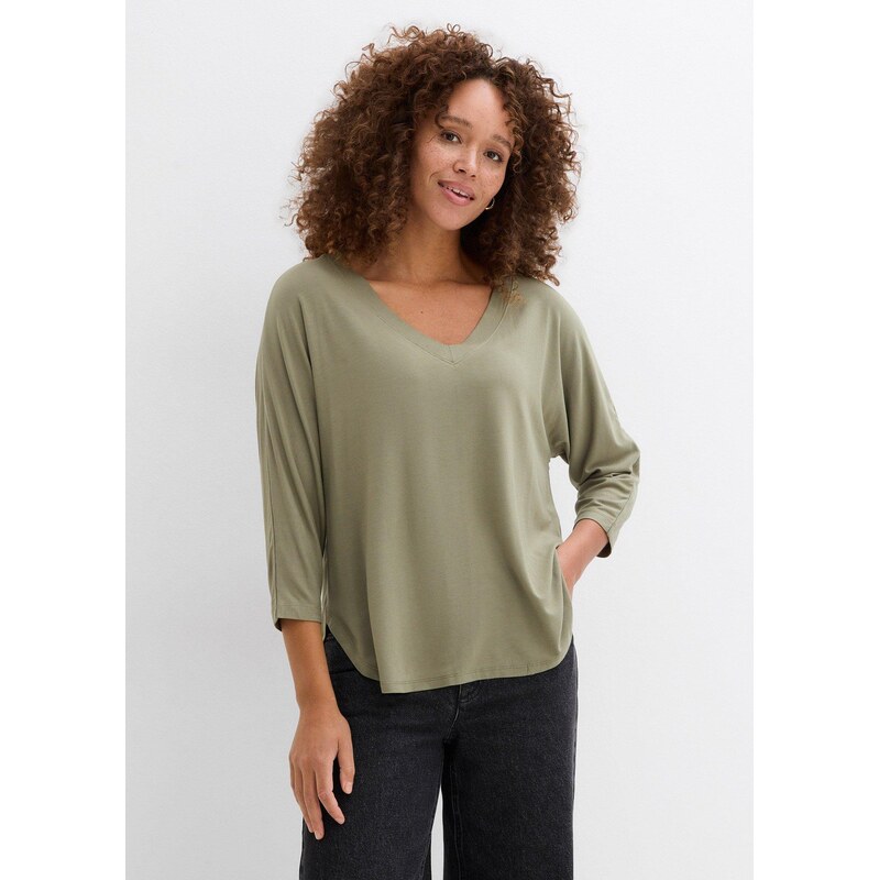 bonprix Tričko z padavého viskózového mixu, farba zelená 67085408