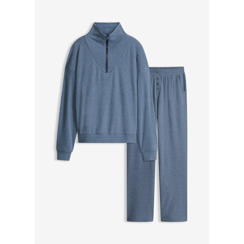 bonprix Domáce oblečenie z jemného waflového džerseju, farba modrá 67123613