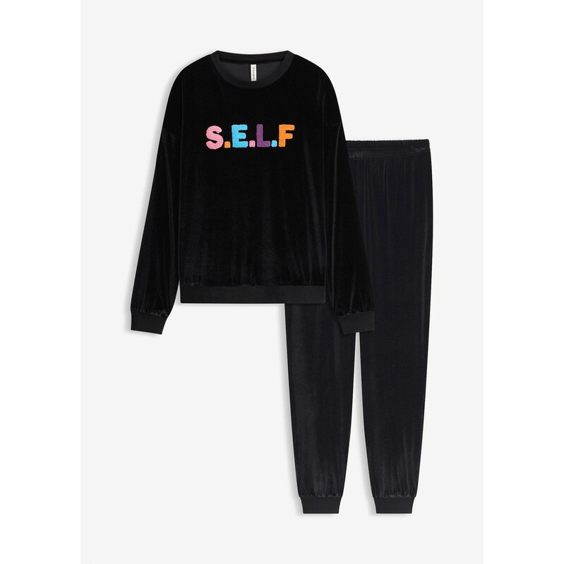 bonprix Domáce oblečenie zo zamatu, farba čierna 67157692