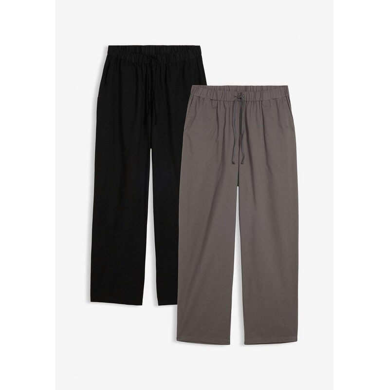 bonprix Pyžamové nohavice z mäkkej bavlny (2 ks), farba šedá 67085450