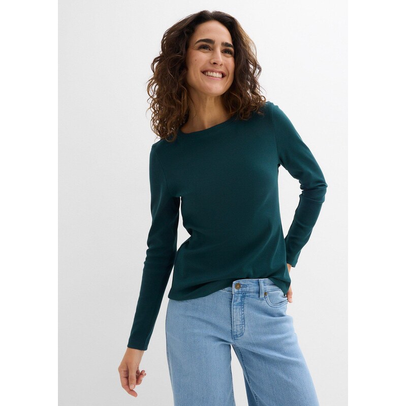 bonprix Tričko s dlhým rukávom z čistej bio bavlny, farba zelená 67085451