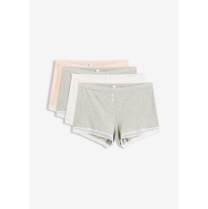 bonprix Boxerky s čipkou (4 ks), farba šedá 67123614
