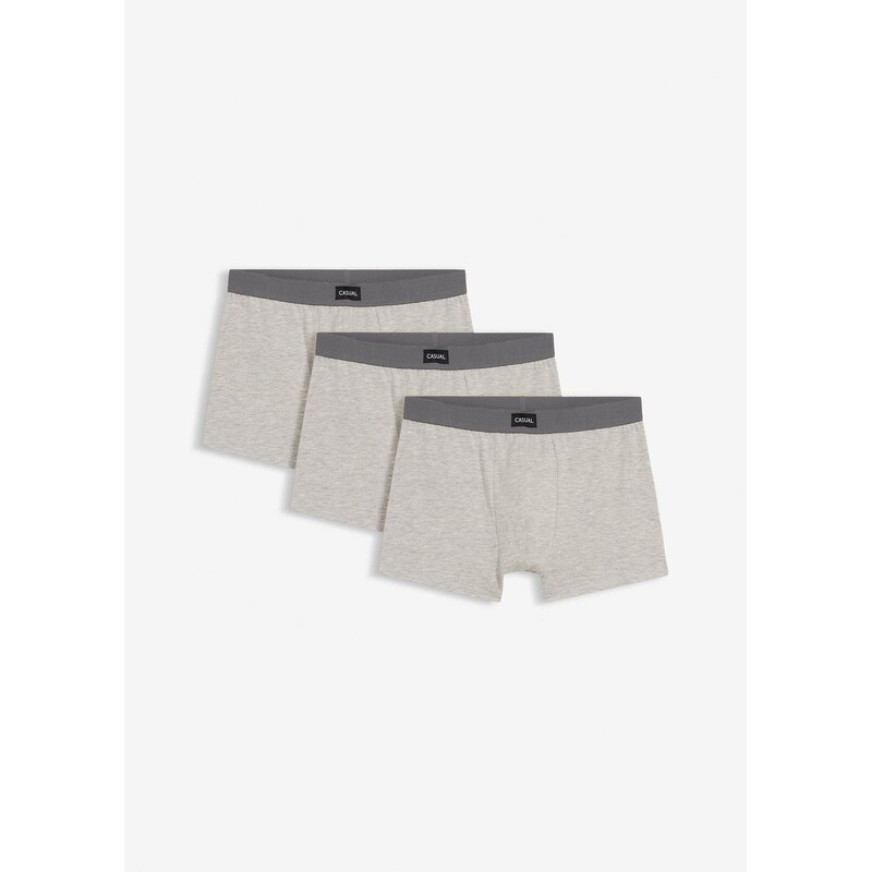 bonprix Boxerky, priliehavé, s bavlnou (3 ks v balení), farba šedá 67085491