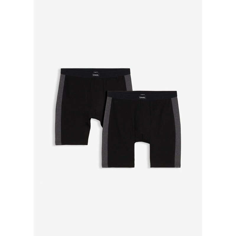 bonprix Dlhé boxerky, priliehavé s bavlnou (2 ks), farba čierna 67085492