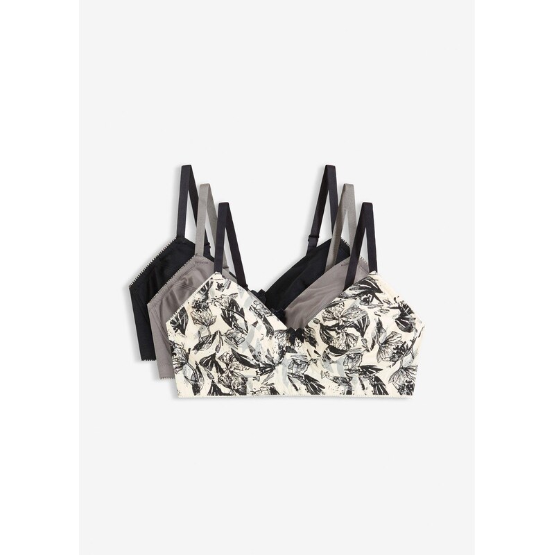 bonprix Podprsenka bez kostíc (3 ks), bio bavlna, farba béžová 67085505