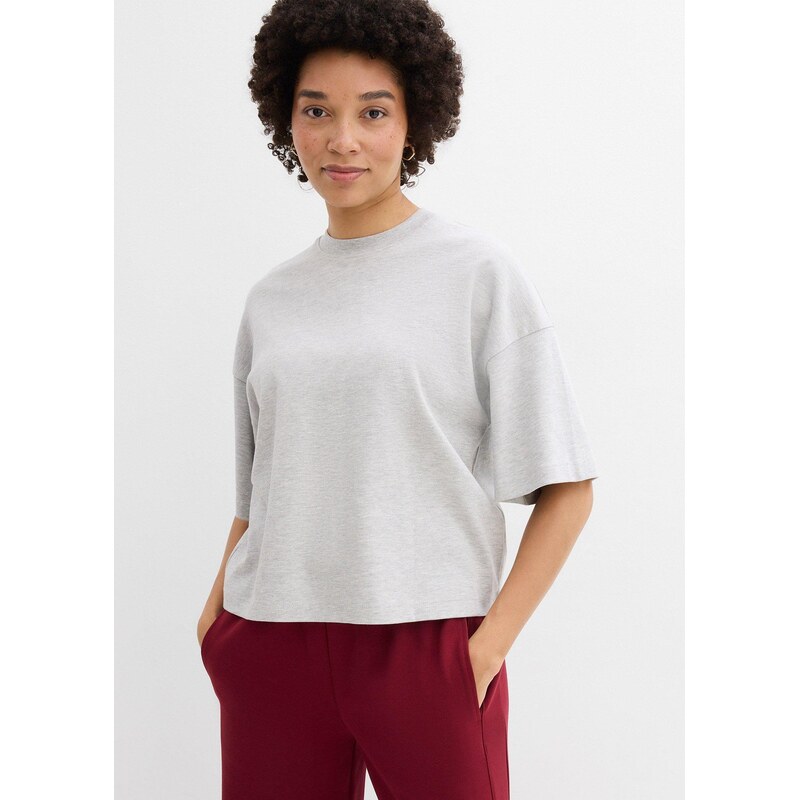 bonprix Oversize-tričko, ťažká bavlnená kvalita, farba šedá 67085547