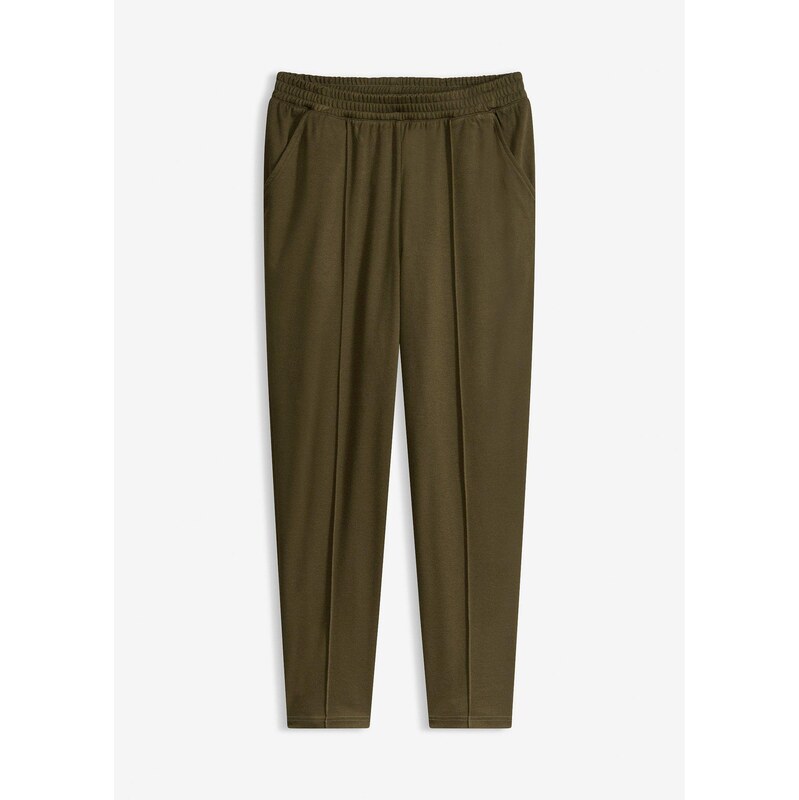 bonprix Nohavice bez zapínania so záhybmi, farba zelená 67085308