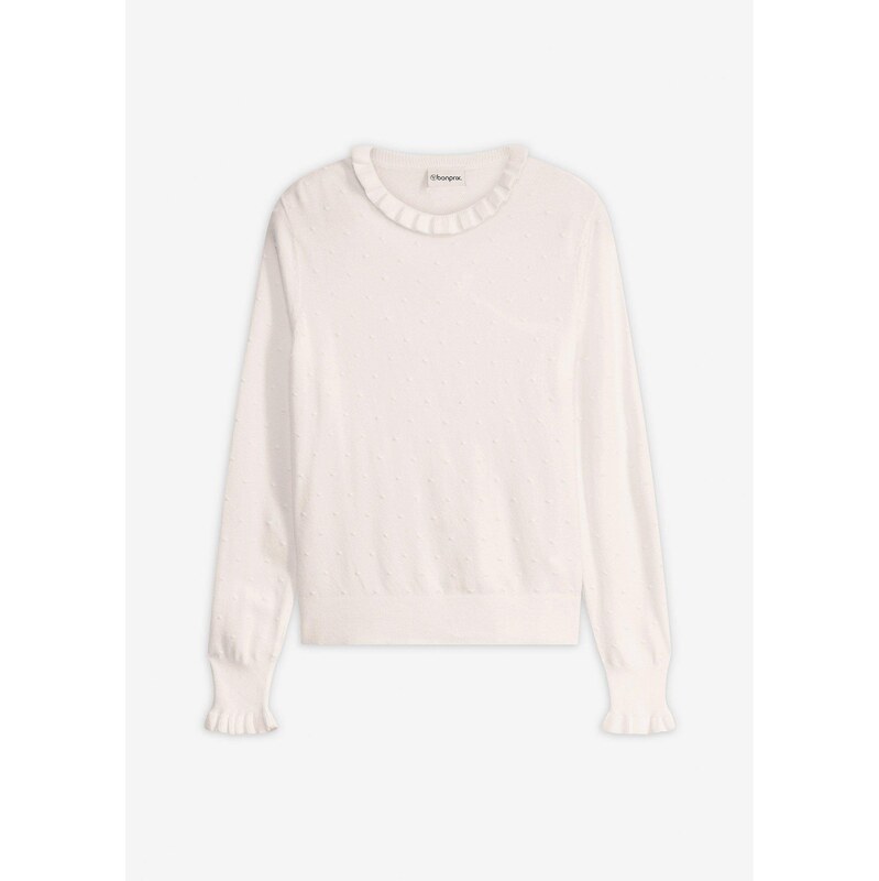 bonprix Jemne pletený pulóver z viskózového mixu, farba biela 67085343