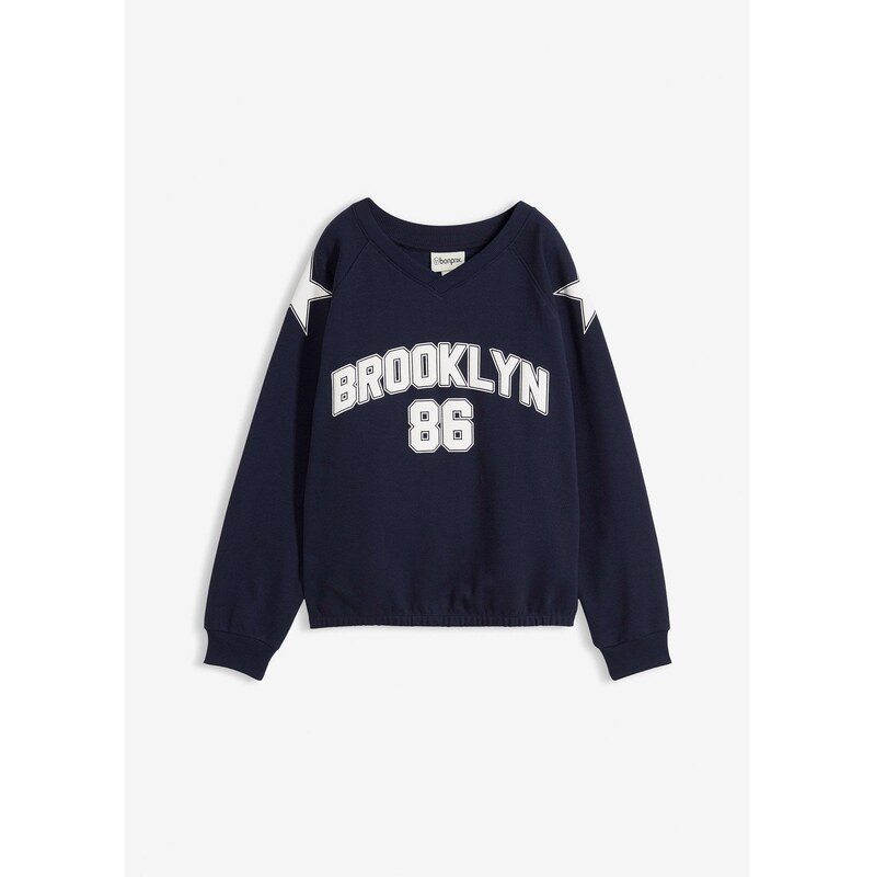 bonprix Oversize-mikina z mäkkého bavlneného mixu, farba modrá 67085420