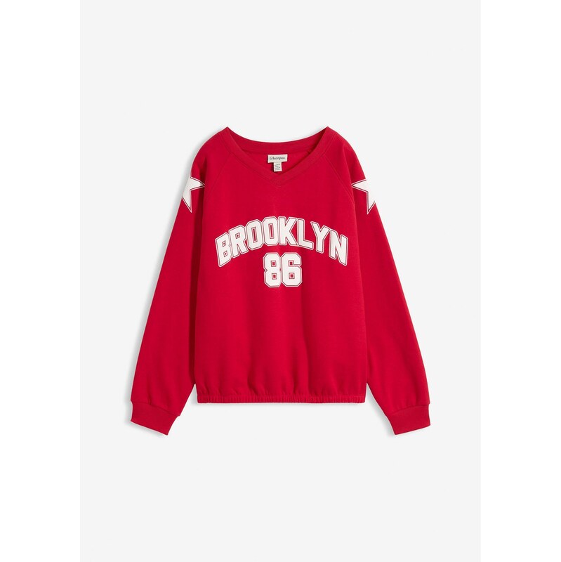 bonprix Oversize-mikina z mäkkého bavlneného mixu, farba červená 67085421