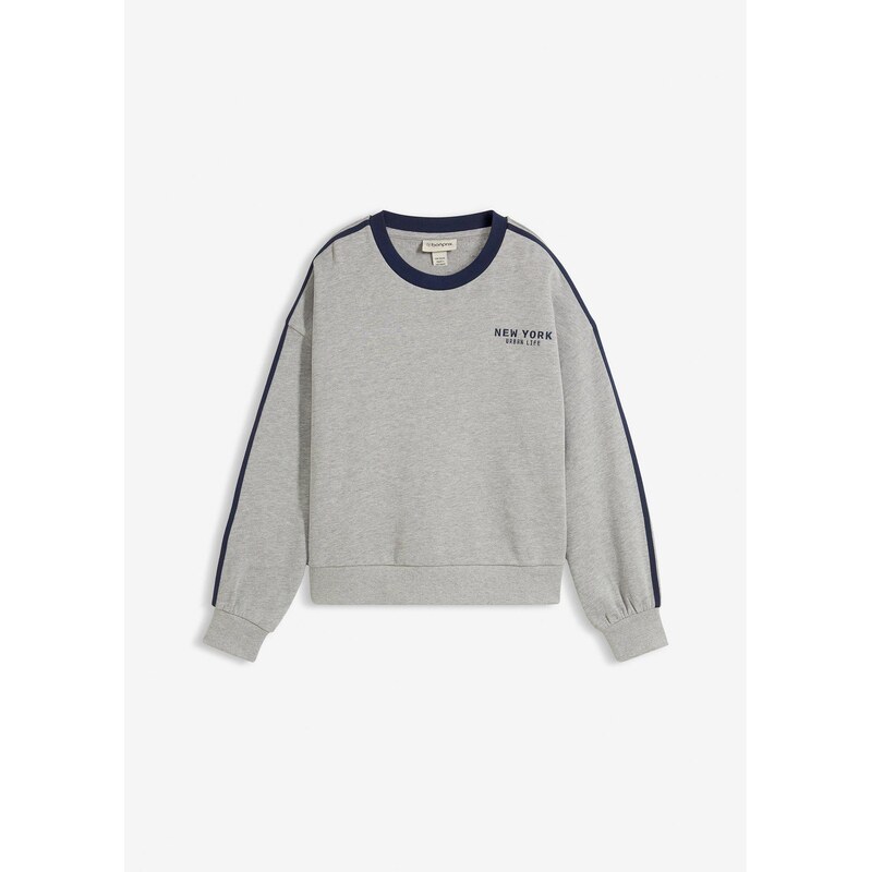 bonprix Mikina oversize z mäkkého bavlneného materiálu, farba šedá 67085419