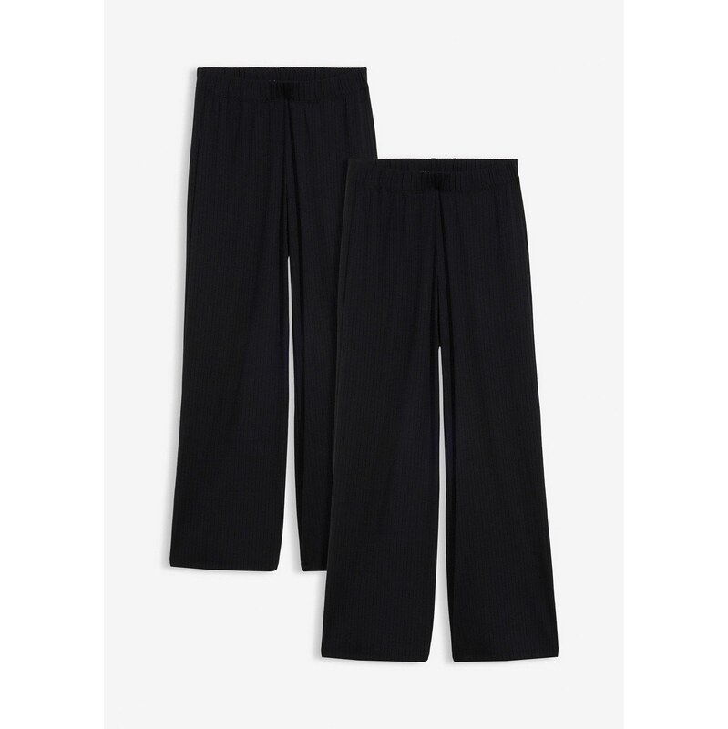 bonprix Džersejové nohavice, vrúbkované (2 ks v balení), farba čierna 67085431