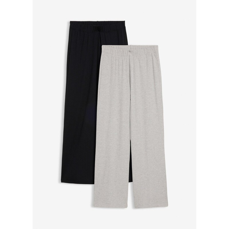 bonprix Džersejové nohavice, vrúbkované (2 ks v balení), farba šedá 67085432