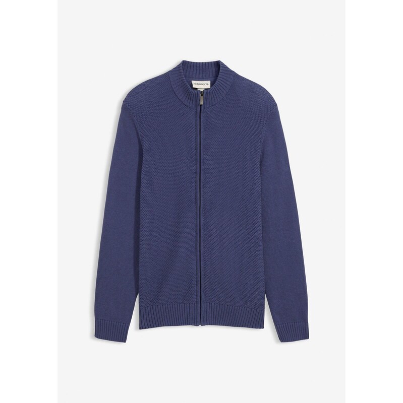 bonprix Pletený sveter z čistej bavlny, farba modrá 67085440