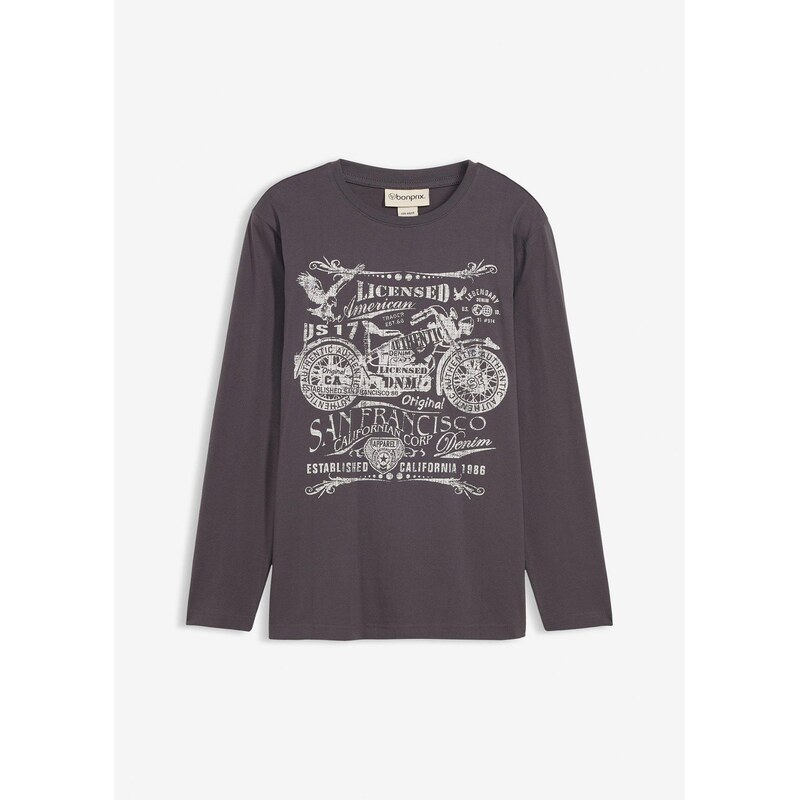 bonprix Tričko s dlhým rukávom z čistej bio bavlny, farba šedá 67085475