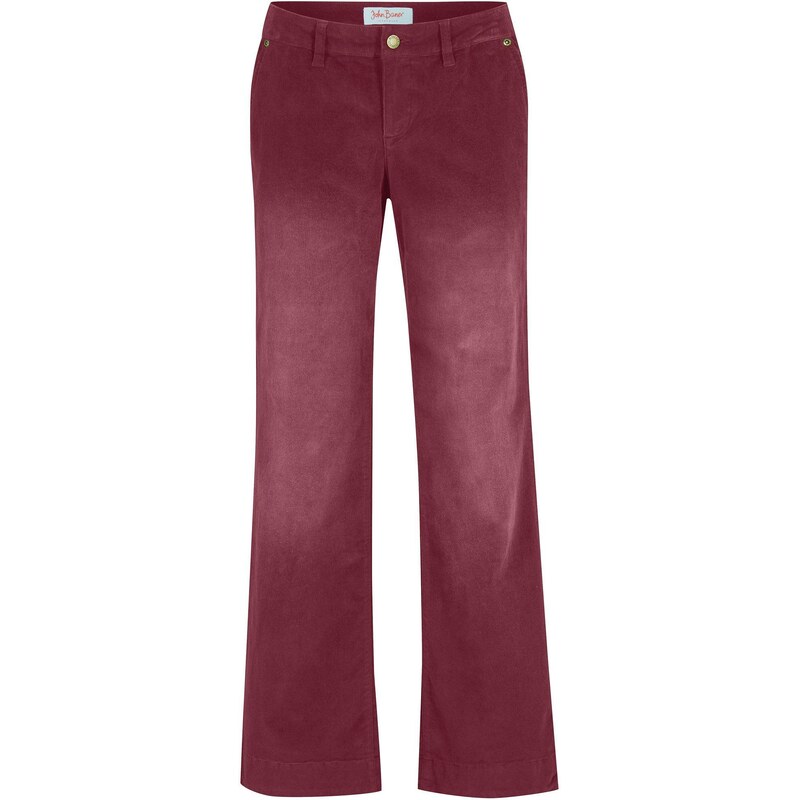 bonprix Strečové kordové nohavice, Wide, farba červená 67085544