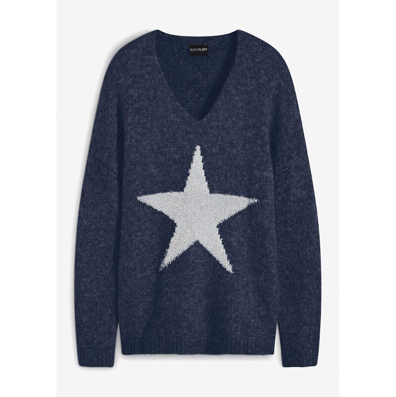 bonprix Pulóver s hviezdami, farba modrá 67085545