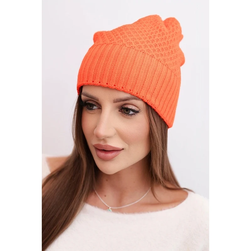 Dámska zimná vlnená čiapka Kesi K426 oranžová 67086087