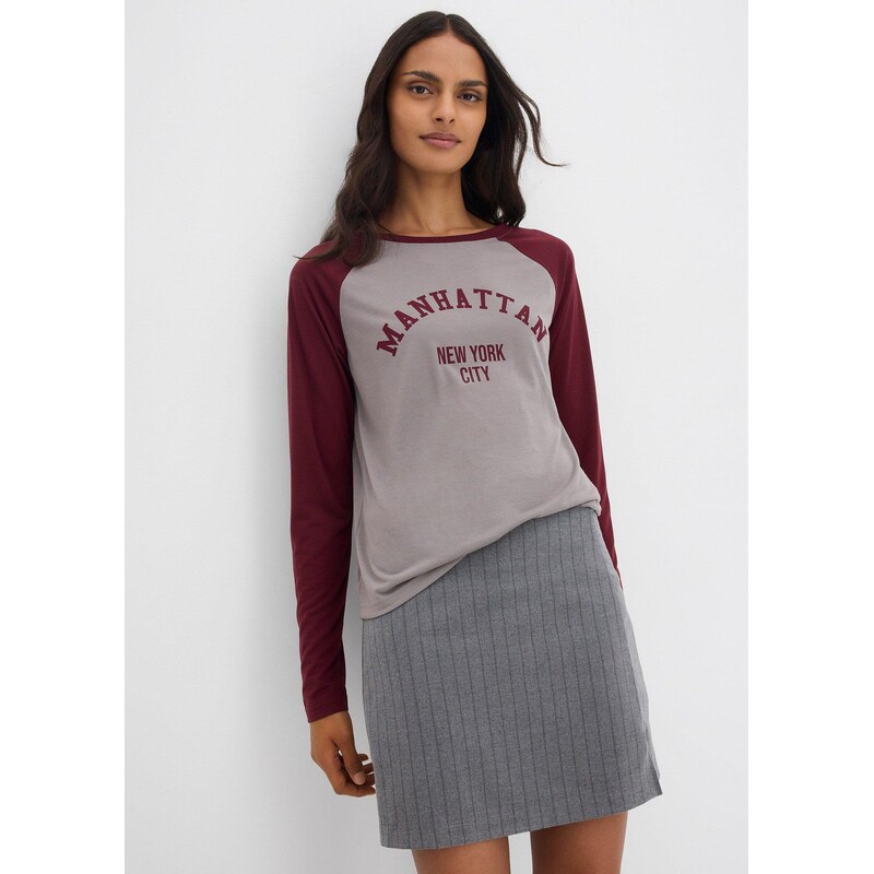 bonprix Tričko s dlhým rukávom, z džersju, farba šedá 65805983