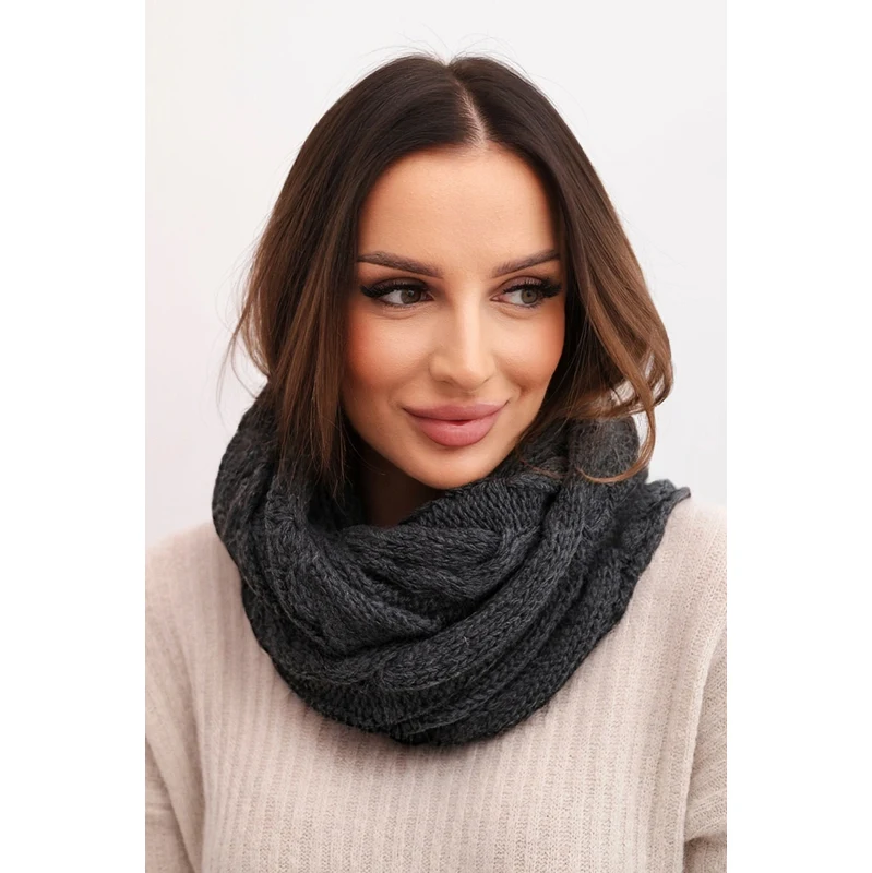 Kesi Dámsky pletený komínový šál KN23 grafitový 67093991