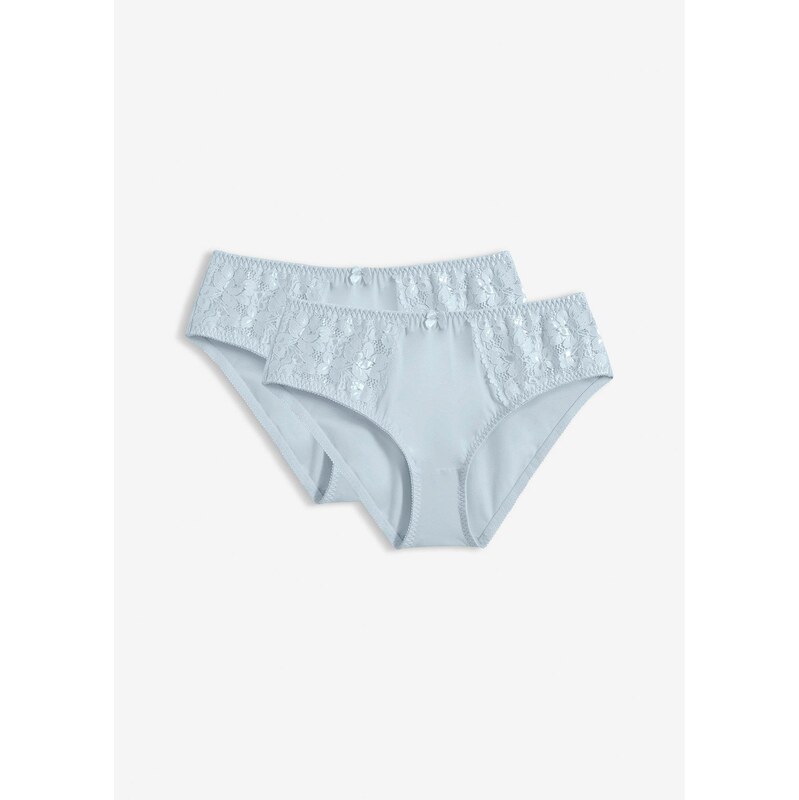 bonprix Maxi nohavičky (2 ks), s jemnou čipkou, farba šedá 67100317