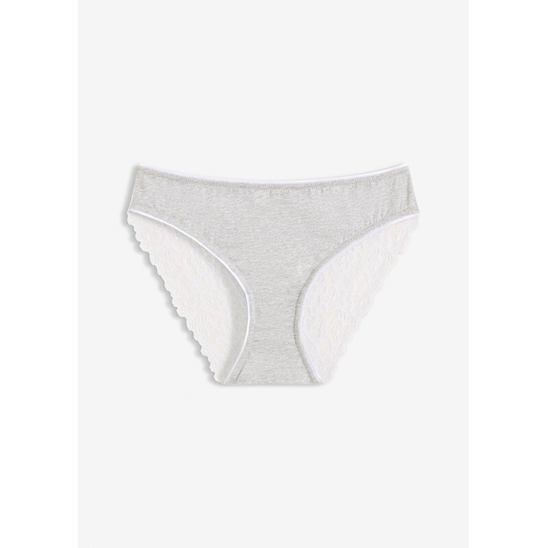 bonprix Nohavičky s bavlnou a čipkou, farba šedá 67100329