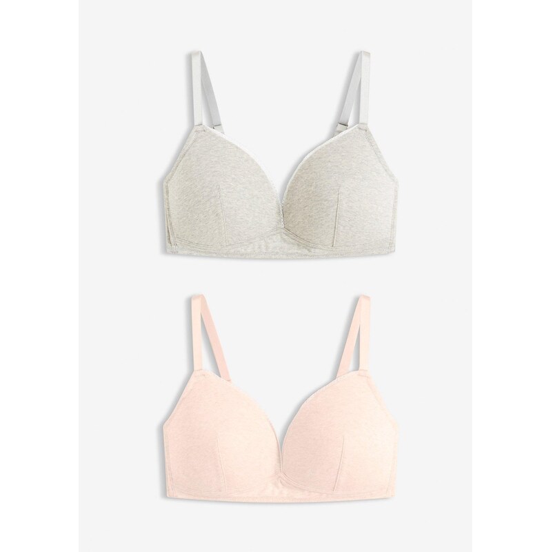 bonprix Vystužená podprsenka bez kostíc, s bio bavlnou (2 ks), farba 67100330