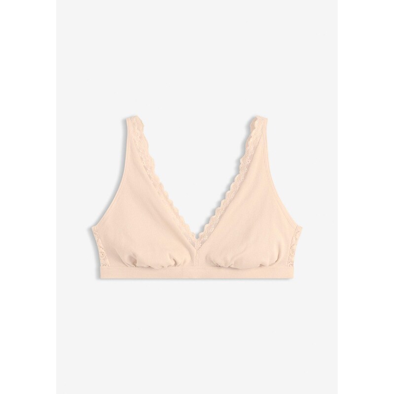 bonprix Podprsenka bralette s bio bavlnou a čipkou, farba ružová 67100331