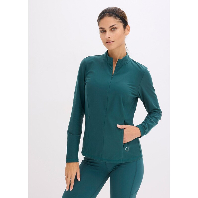 bonprix Funkčná bunda s polovičným zipsom, rýchloschnúca, farba modrá 67100286