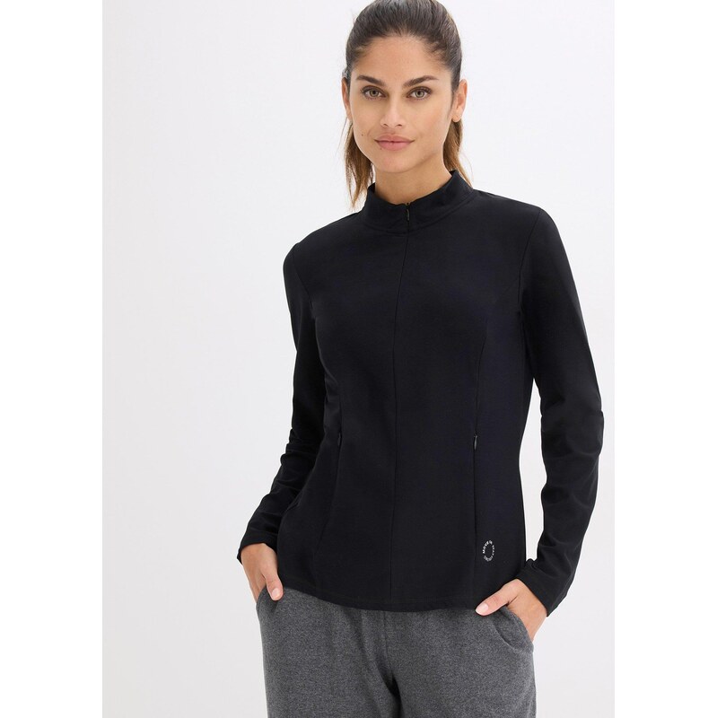 bonprix Funkčná bunda s polovičným zipsom, rýchloschnúca, farba čierna 67100287